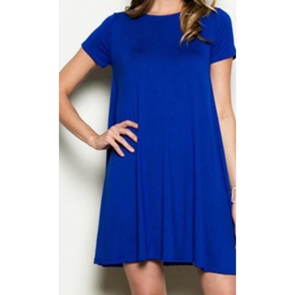 Dresses & Skirts - The Perfect Piko Swing Dress Short Sleeves Royal Blue Size M